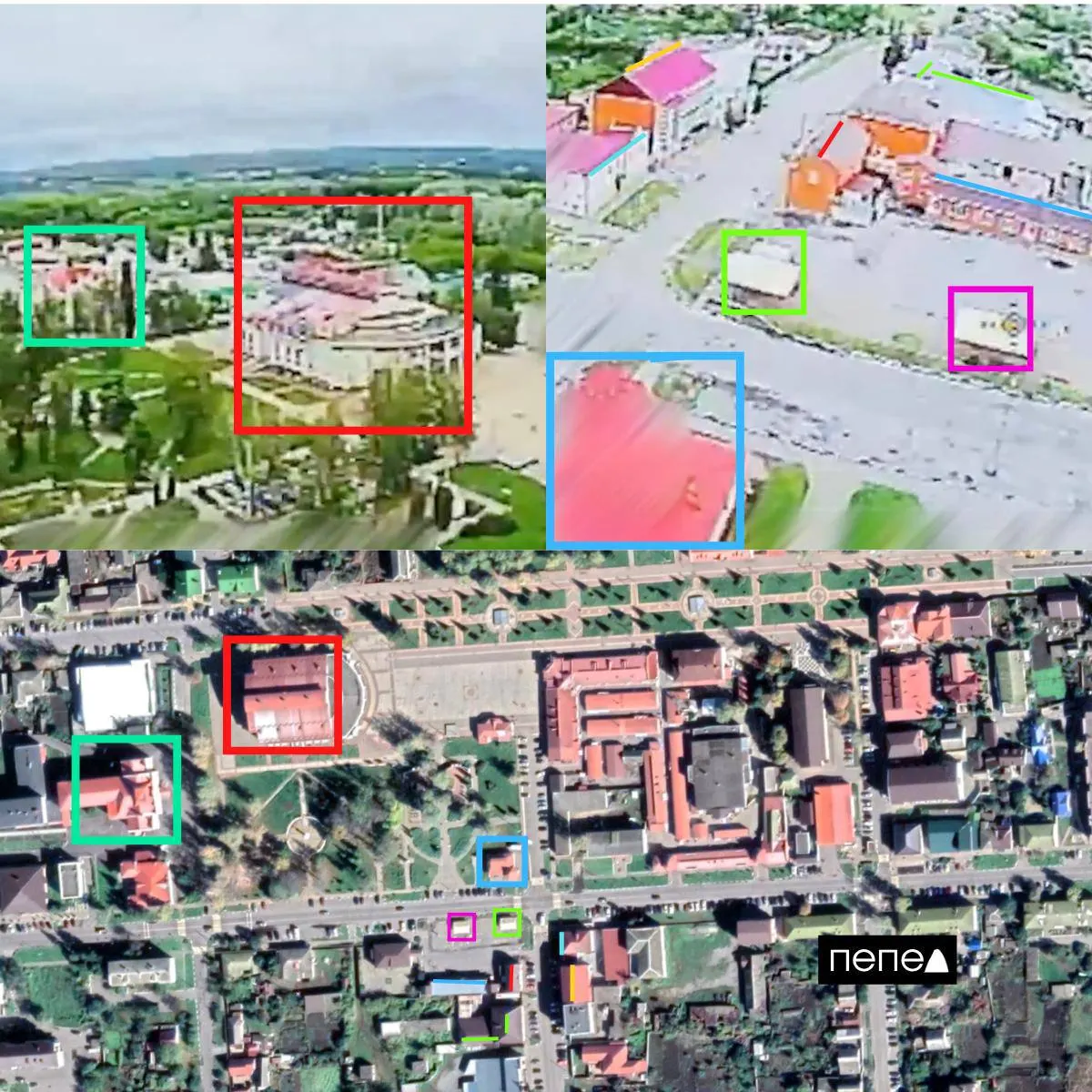 На кадрах, предположительно снятых 4 мая в центре Грайворона, зафиксирован момент атаки дрона на бойца: при взрыве он получил минно-взрывную травму и осколочные ранения ноги.
