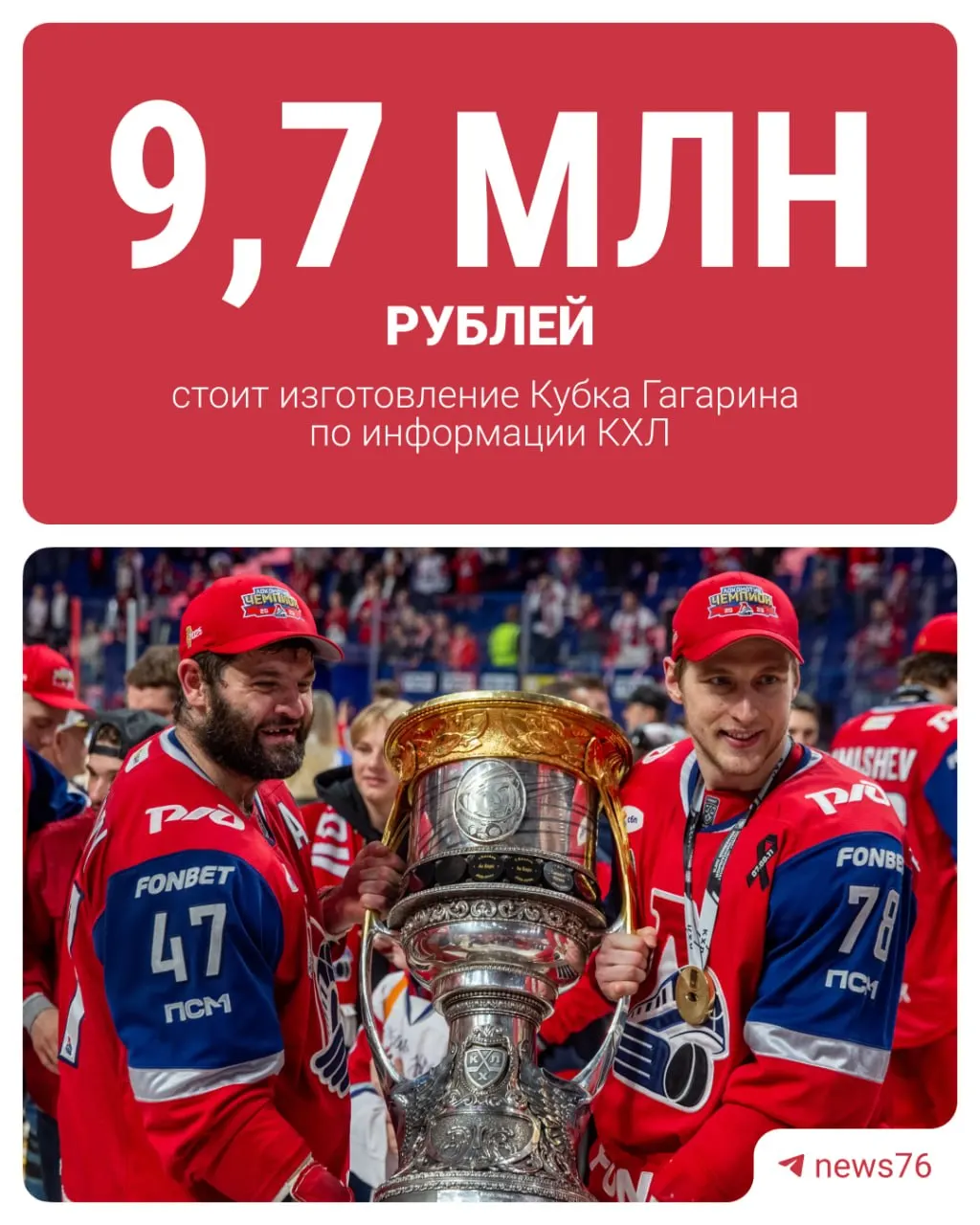 Сегодня в финале КХЛ ярославский «Локомотив» и казанский «Ак Барс» разыграют титул чемпиона. Напоминаем, из чего сделан Кубок Гагарина и во сколько обходится его изготовление.