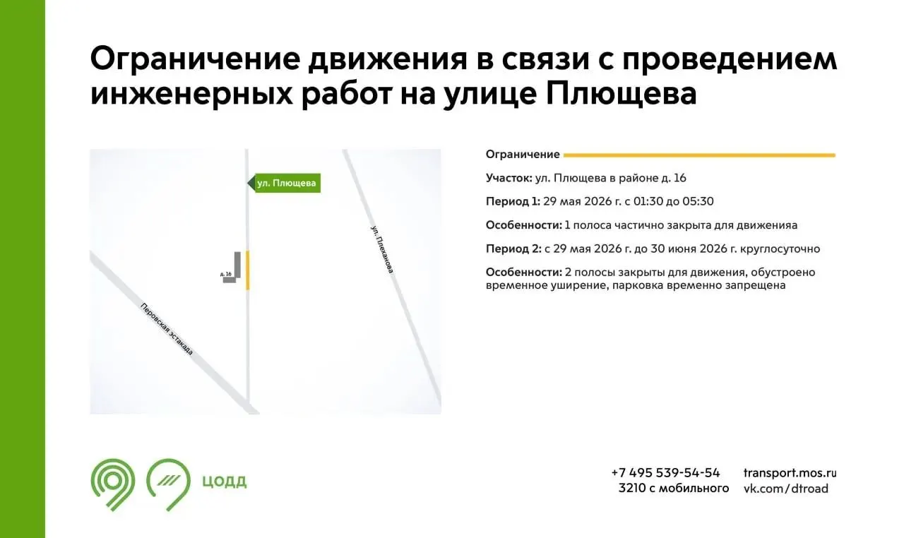 На Плющева, в районе Владимирского путепровода и на Уральской частично закроют полосы на разные сроки — от нескольких дней до 2028 года. Автомобилистам советуют заранее планировать маршруты.