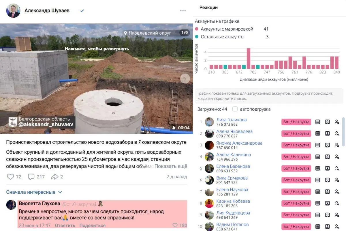 Под публикациями в соцсетях появились однотипные сообщения от подозрительных аккаунтов: они хвалят нового врио, критикуют предыдущего губернатора; региональные службы заявляют, что такие аккаунты блокируются.