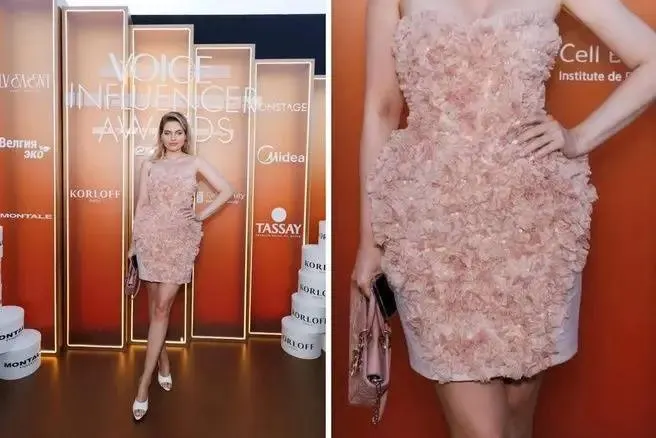 Мария Качанова (MASHA) пришла на VOICE Influencer Awards 2026 в пудровом платье‑корсете из новой коллекции омского модельера — его цена составляет около 650 тыс. руб.