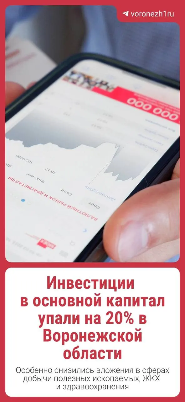 Предприятия региона вложили 49,3 млрд рублей в основной капитал — это на 20,1% меньше, чем годом ранее, следует из данных Воронежстата.