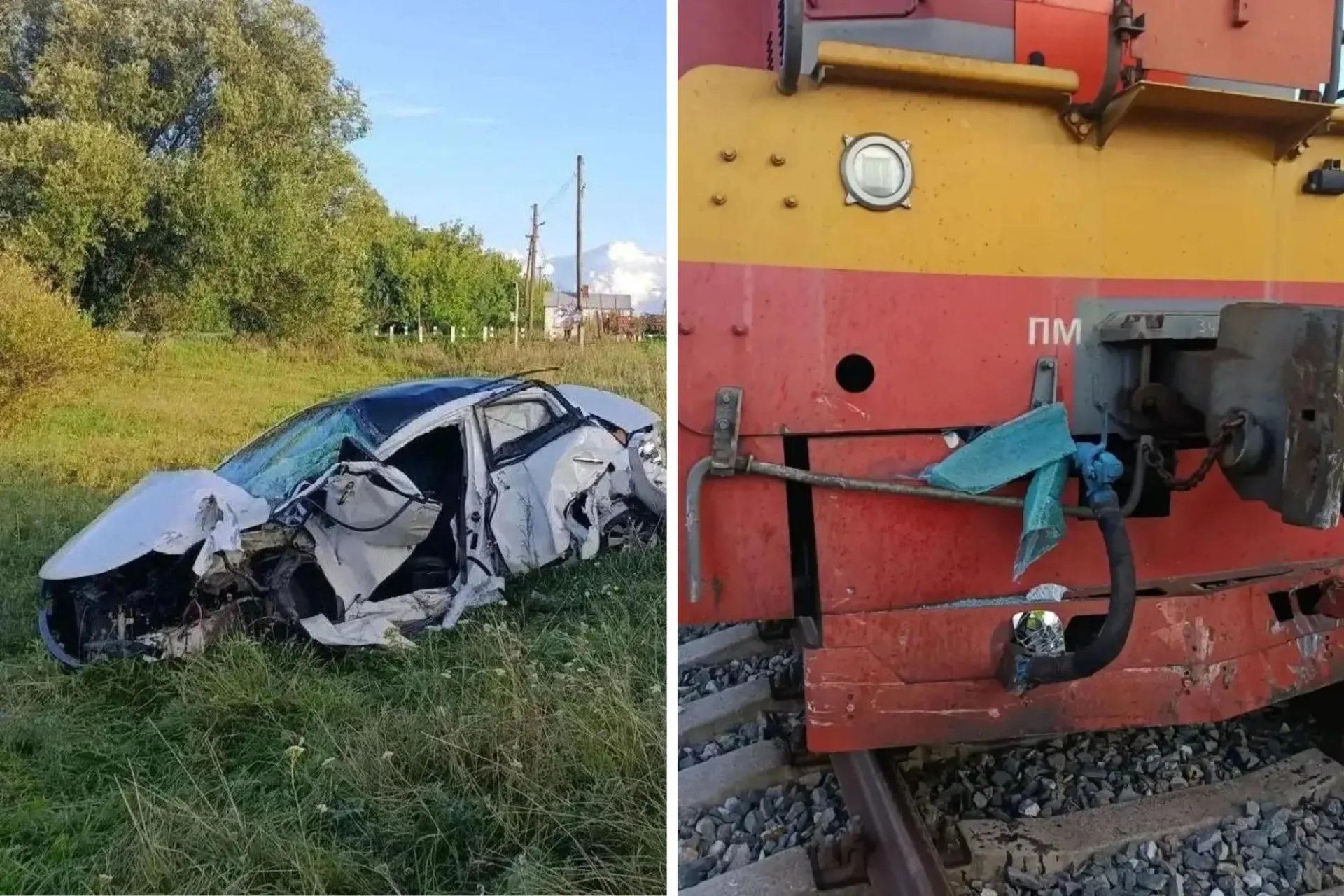 В Воронежской области поезд наехал на выехавшую на рельсы легковую машину. Машинист пытался затормозить, но столкновения избежать не удалось; пострадали два человека.