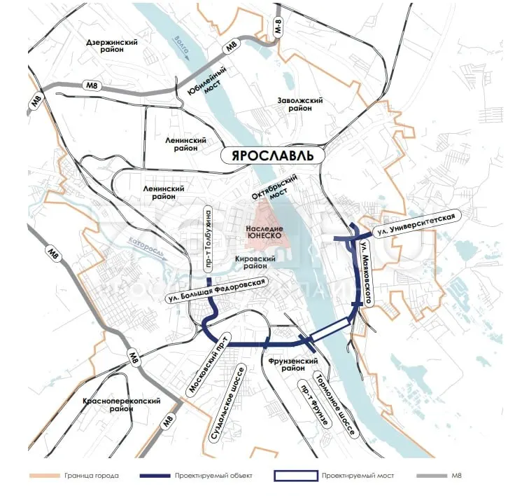 Модель показывает мост, эстакады через проспекты Фрунзе и Московский, переправу через железную дорогу во Фрунзенском районе и шесть новых путепроводов.
