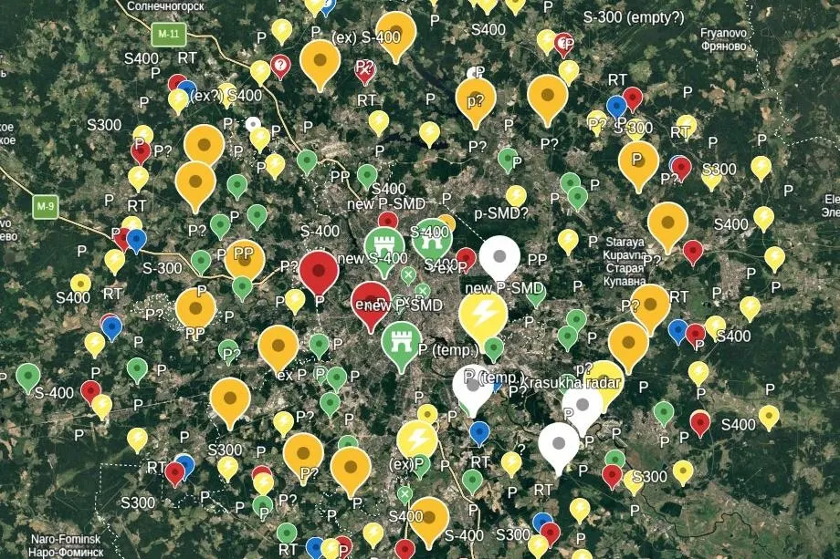 OSINT‑исследователи зафиксировали около двух десятков новых башен «Панцирь» и дополнительные позиции ПВО в окрестностях Москвы и в ряде регионов России; в сумме подсчитано примерно 125 известных позиций ближней ПВО.