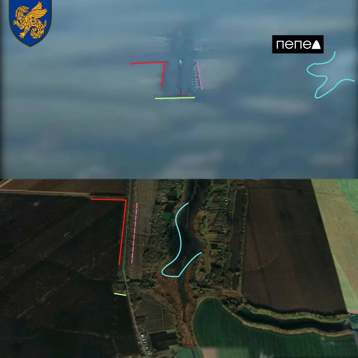 Беспилотники атаковали вездеходы «Улан-2» в районе деревни Бяхово; место атаки подтверждают спутниковые снимки.