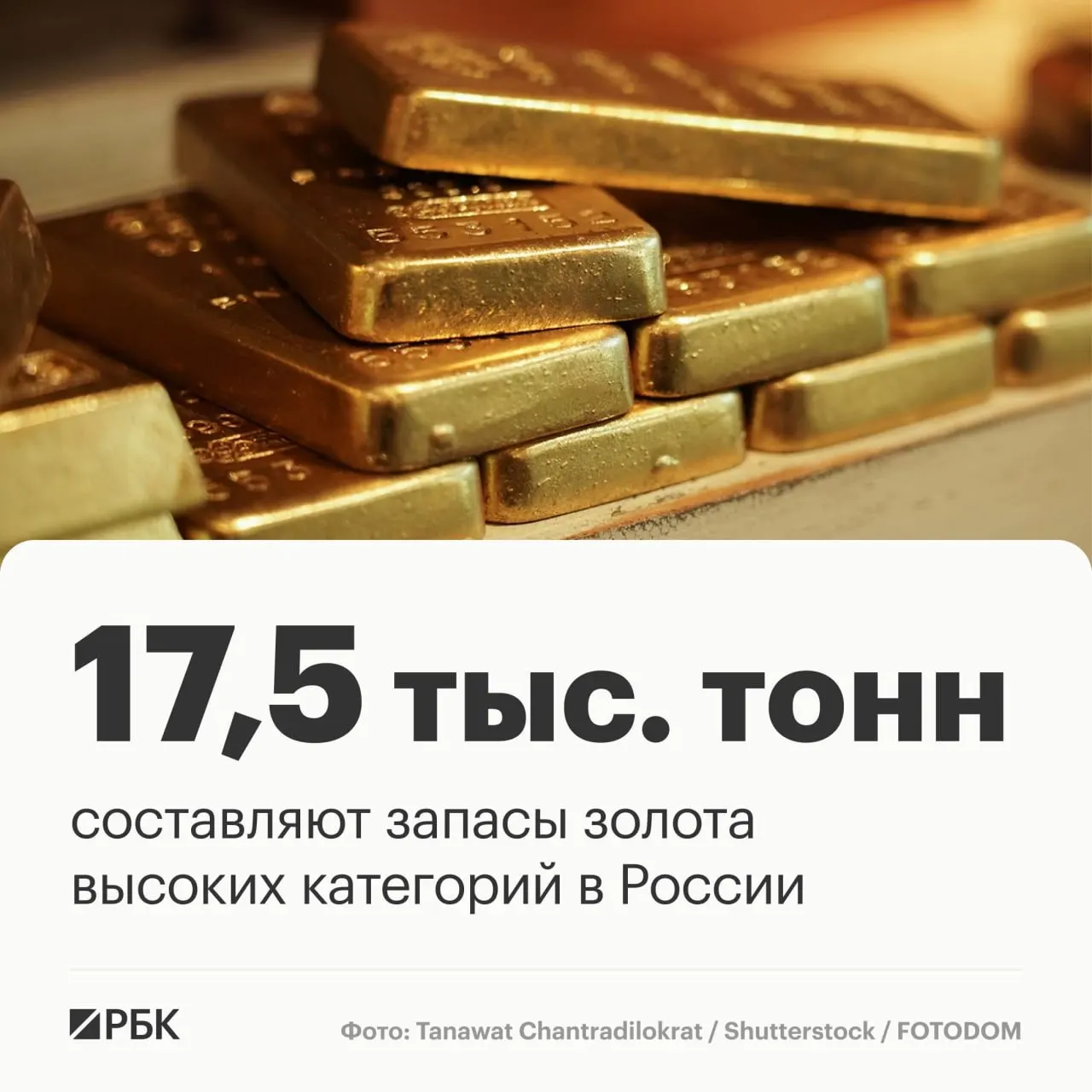 Заместитель главы Роснедр сообщил, что запасы золота составляют около 17,5 тыс. тонн; Россия занимает третье место по запасам и второе по добыче.