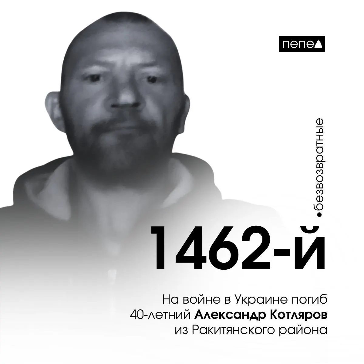 45-летний Александр Котляров из Ракитянского округа погиб 27 марта 2024 года под Синьковкой Харьковской области, став 1462-м погибшим белгородцем; в регионе за время конфликта погибло около 3100 жителей.
