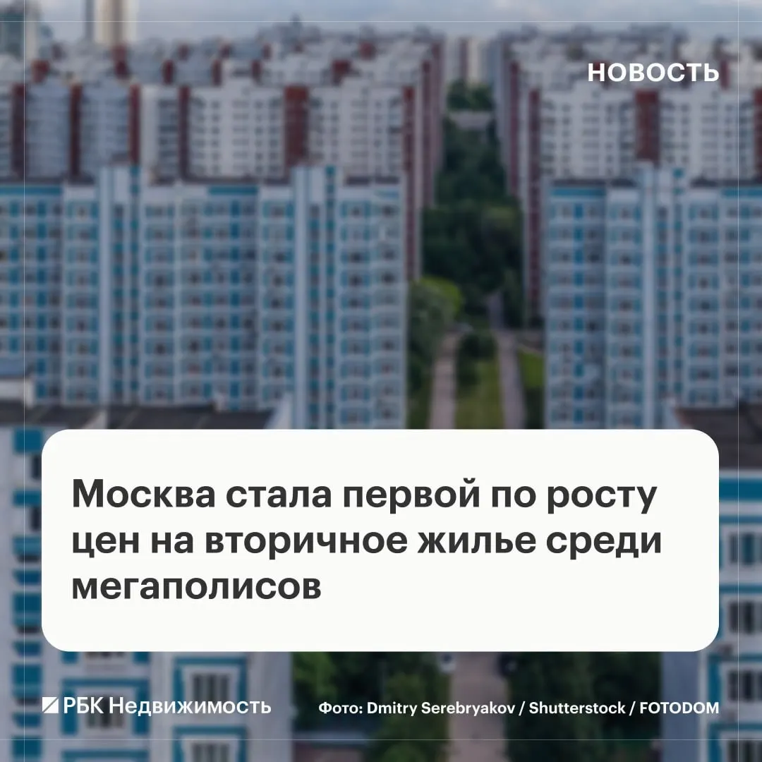 Москва возглавила рейтинг роста цен на вторичное жилье среди городов-миллионников в августе 2026 года. Цены на квадратный метр продолжают расти на фоне перехода спроса с новостроек на вторичное жилье.