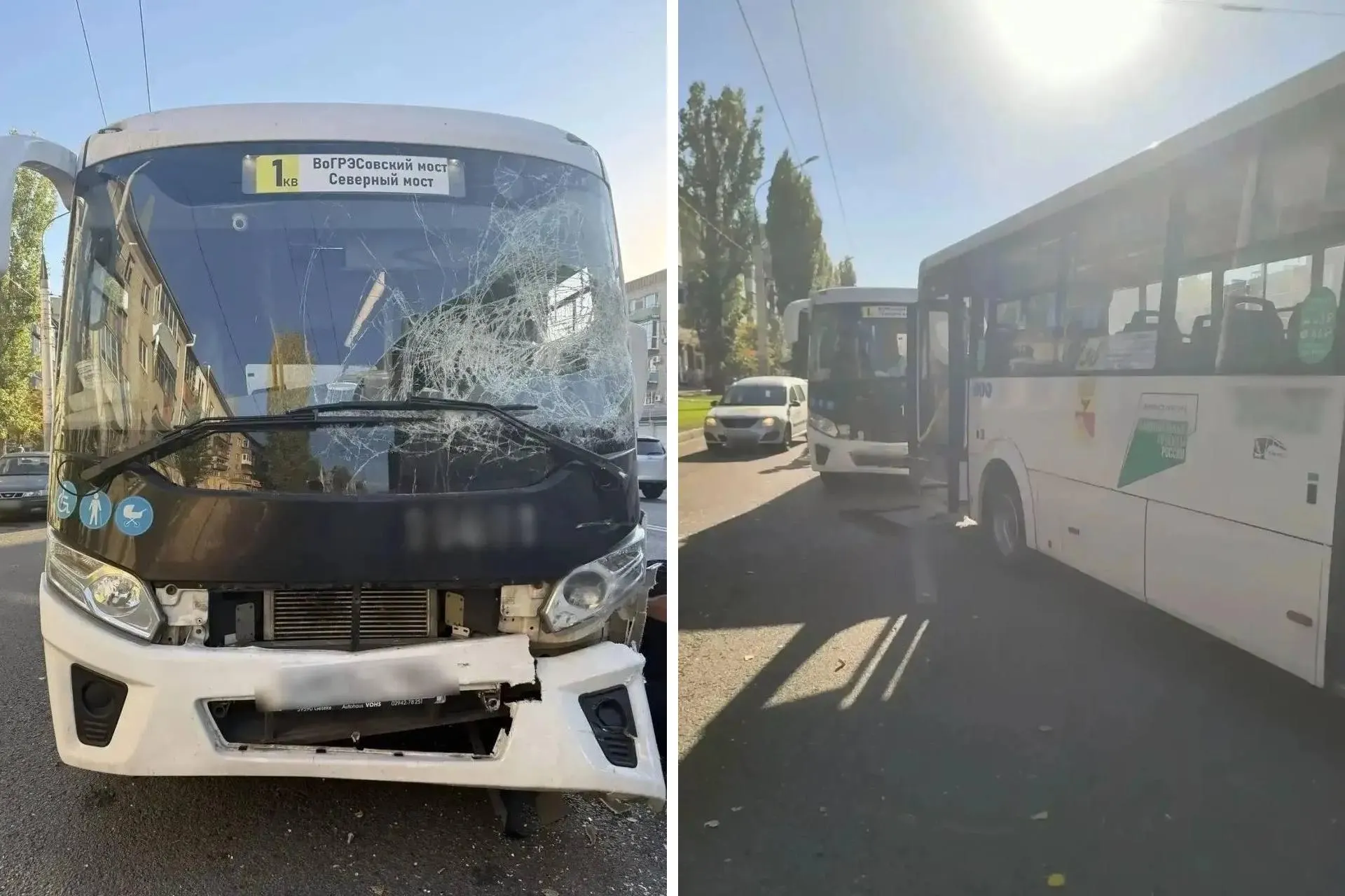 Два автобуса столкнулись на левом берегу Воронежа, пострадали четыре женщины и ребёнок.