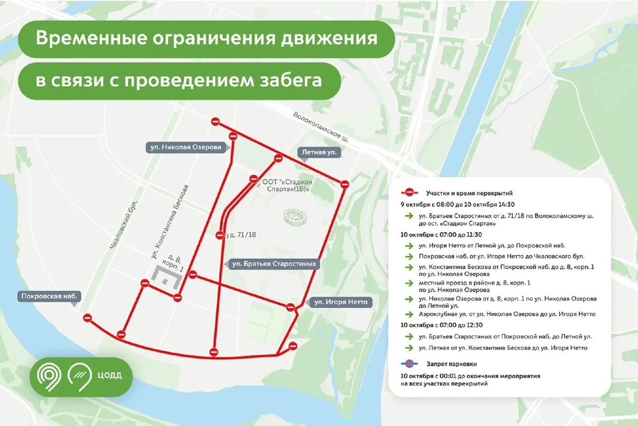 Движение ограничат в районе Прокровское-Стрешнево: запреты будут действовать с 8:00 9 октября по 14:30 10 октября.