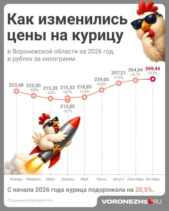 За год в регионе куриное мясо и яйца заметно подорожали: окорочка около 200 ₽/кг, филе — около 600 ₽/кг; яйца — 90–155 ₽ за десяток. Рост цен затронул базовые продукты.
